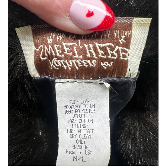 VTG 80's/90's Kathleen for Sweet Herb Dark brown Faux Fur/Velvet Vest Sz M/L - Picture 12 of 13